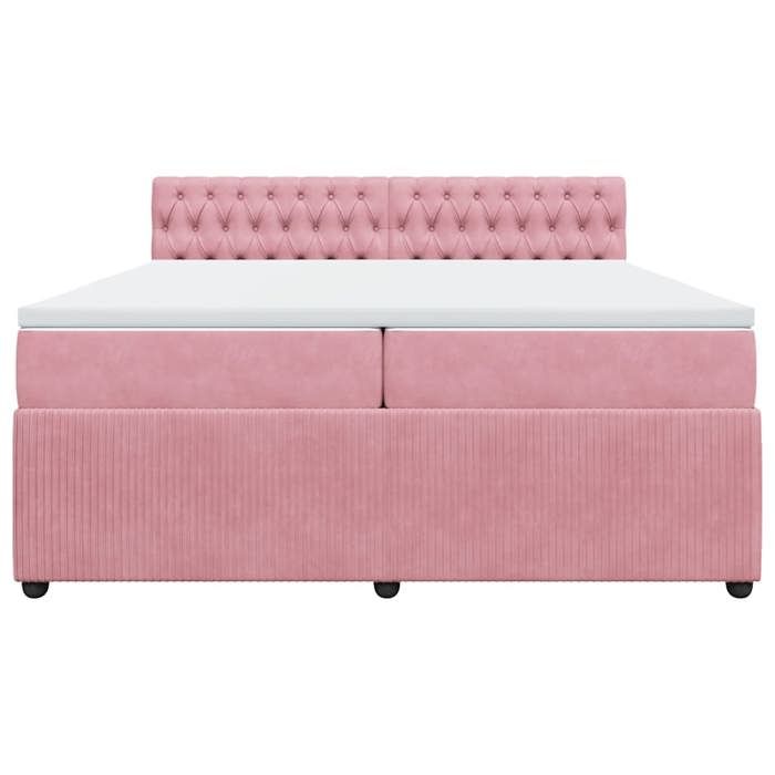 Exclusive House - Bed Slat Base with Pink Mattress 200x200 Cm Velvet