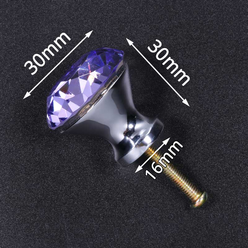 KAK 30mm Diamond Shape Design Colorful Crystal Glass Knobs Cupboard Drawer Pull Door Kitchen Cabinet Wardrobe Handles Hardware