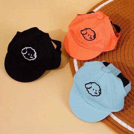 Pet Baseball Cap Breathable Dog Wide Brim Hat Adjustable Sun Protection Cap with Ear Holes for Small Dogs Summer Outdoor Walks