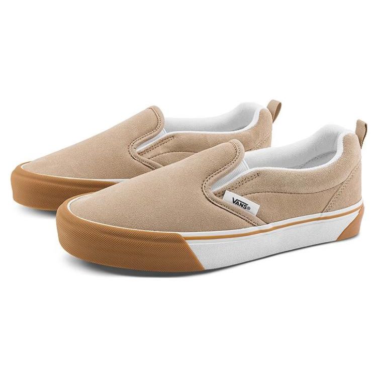 Vans Knu Slip Comfortable Versatile Non-Slip Lightweight Low-Top Skate Shoes Unisex sneakers Brown VN0009QDBEI