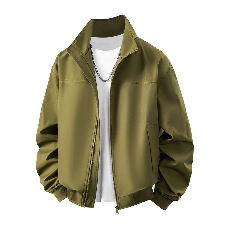 Men's Cross-Border Korean Style Stand-Collar Jacket - Trendy, Loose Fit for Spring & Autumn