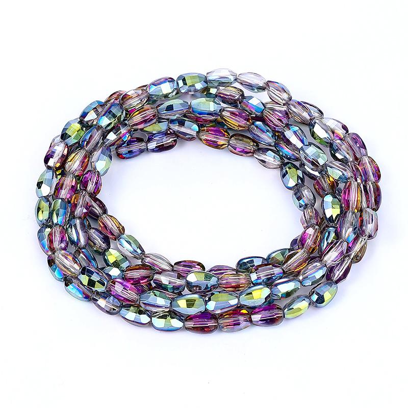 10 Colors 6x8mm Faceted Glass Beads Loose Craft Spacer Beads for DIY Jewelry Bracelet Necklace Earring Keychain Making Crafts