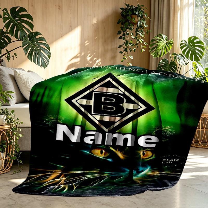 Custom Name Personalized Borussia Monchengladbach Print Blanket, Home Decor, Bedroom, Sofa, Camping, Couch, Gifts for Birthday ChristmasEnthusiasts
