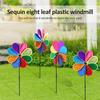 6Pcs Plastic Flower Wind Spinner Eight Leaf Bird Repellent Pinwheel Fade Resistant Sparkly Pinwheel Eye Catching for Yard Garden