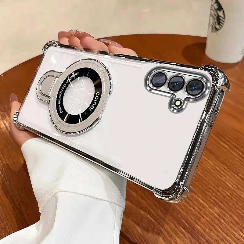 

Shockproof Plating Magnetic Bracket Magsafe Case For Samsung Galaxy A16 A26 A36 A56 A17 A07 A06 A15 A25 A35 A55 A14 A24 A34 A54 A07