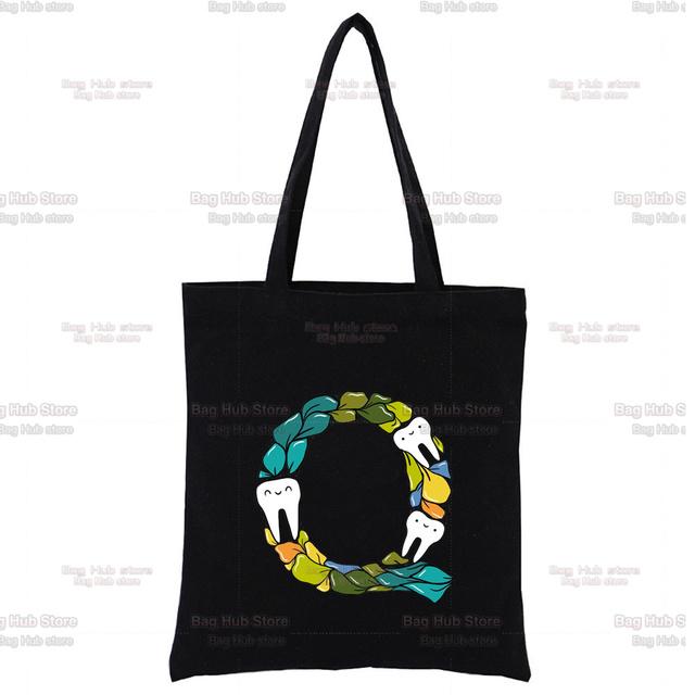 TOOTH 26 Letter Alphabet Printing Canvas Bag Shopper Bag Harajuku Style Women Bags Shoulder Bag Handbag
