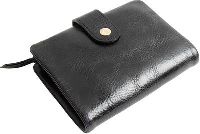 Soft and Fluffy Genuine Italian Small Mini Card Coin Button Black [RafiCaro] Bi-fold Wallet, Leather, Wallet, Wallet, Women's, Holder, Purse, Closure,