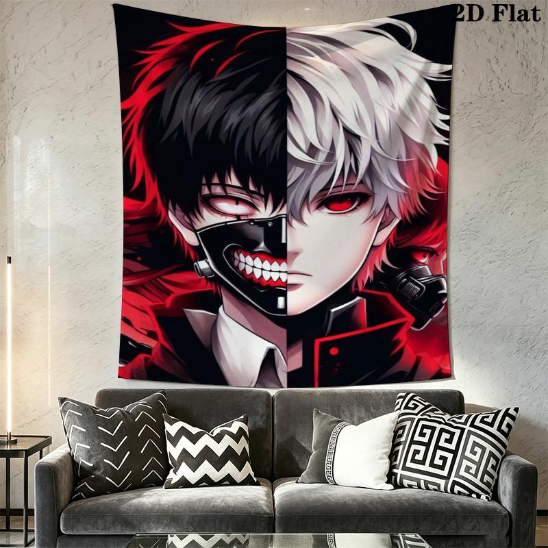 Tokyo Ghoul Wall Tapestry Aesthetic Wall Hanging Printed Fabric Blanket Decorative Tapestries for Bedroom Living Room Home Decor