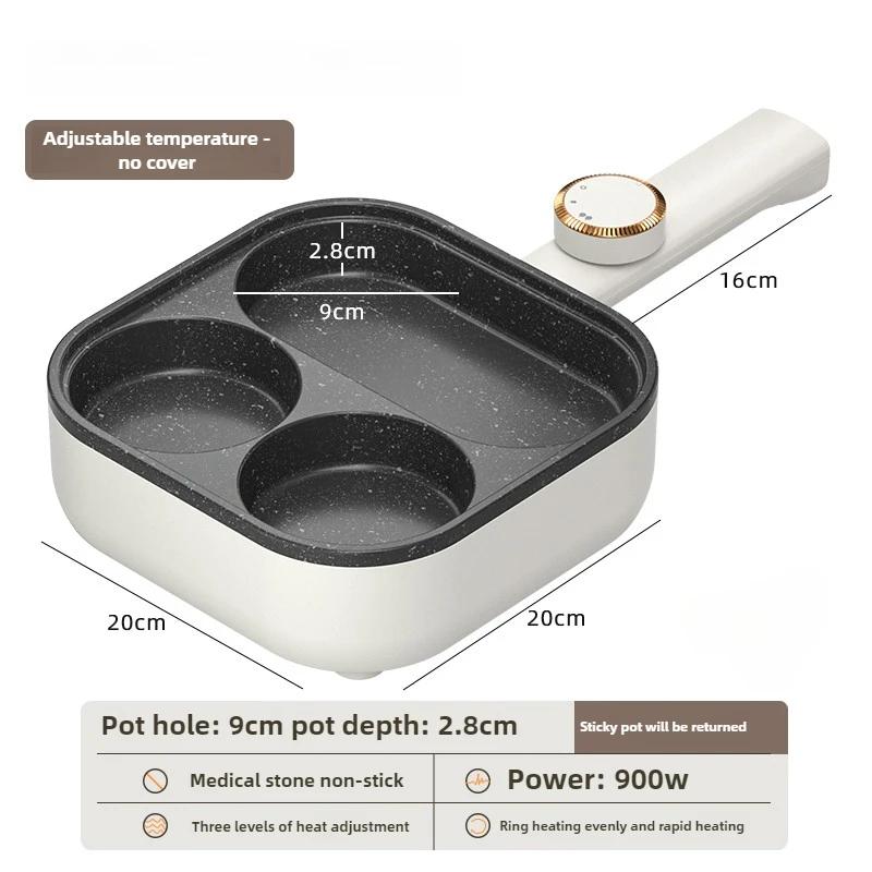 220V 3 In 1 Breakfast Maker Egg Frying Pan Non-stick Home Fried Steak Pot Multi Cooker for Breakfast