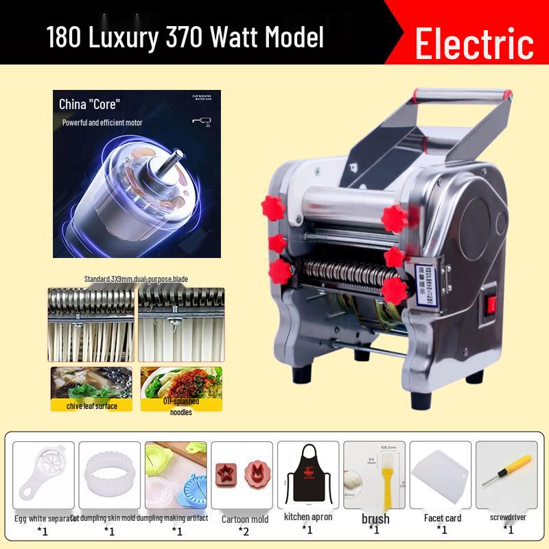 Hongchao Electric Noodle Press: Small Stainless Steel Automatic Machine for Household & Commercial Dough Rolling.