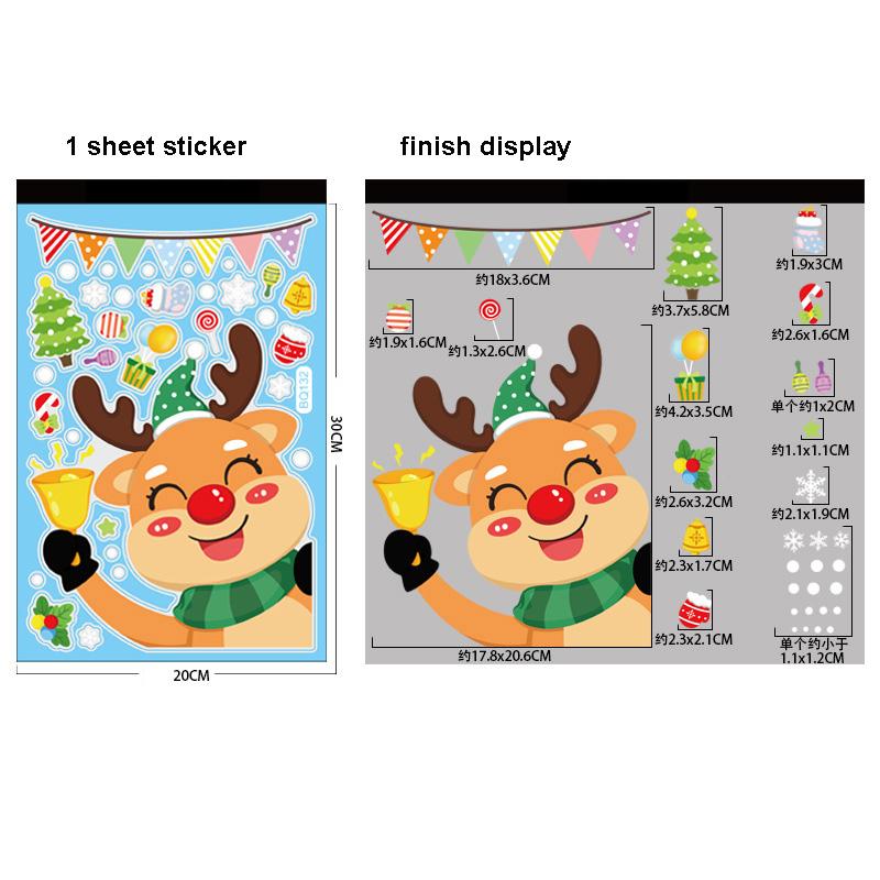 Christmas Decoration Window Stickers Santa Claus Christmas Tree Sticker Xmas Decoration Glass Door Decals Window Clings Stickers as picture show