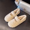 Gentle Fairy Wind Round Head Word with Lamb Wool Shoes Female Autumn and Winter Wear Flat-bottomed Pregnant Women Warm Bean Cotton Shoes