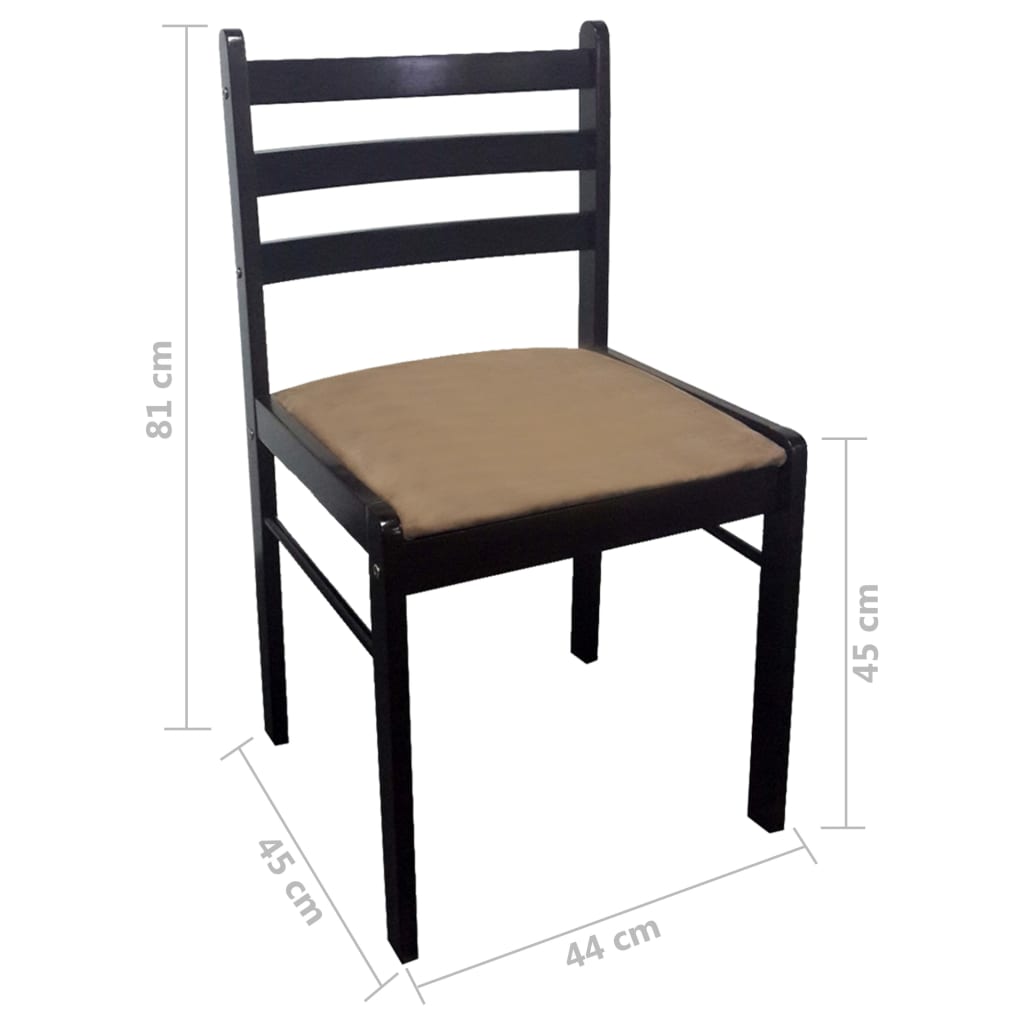 Dining Chairs 2 pcs Brown Solid Rubberwood and Velvet