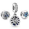 3pcs /Lot Blue Enamel Globe Charms Beads Star Pendant Fit Diy Brand Charm Bracelets Necklaces For Women Fashion Jewelry Making