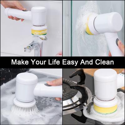 Cleaner Sink USB Type Handheld Electric Cleaning Brush Bathtub Brush Bathroom Wash Brush 5-in-1 Kitchen Cleaning Tool