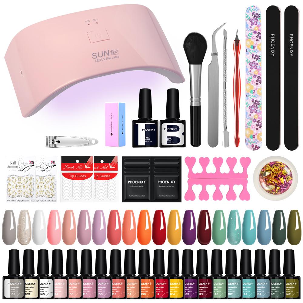 

Набор гель-лаков PHOENIXY с УФ-лампой, 20 цветов, гель-лак для ногтей, набор гелей для замачивания, инструменты для маникюра, подарки для женщин SET C