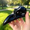 Natural Crystal Hand Carved Raven Figurine Stone Crow Skulls Statue Gothic Home Decor Witch Altar Ornament Crystal