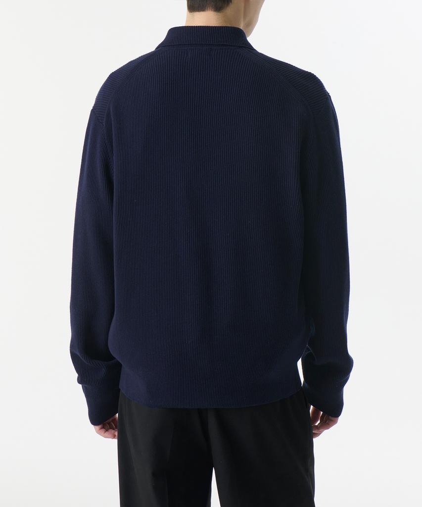 Musinsa Standard Cotton Collared Knit Zip-Up [Navy]