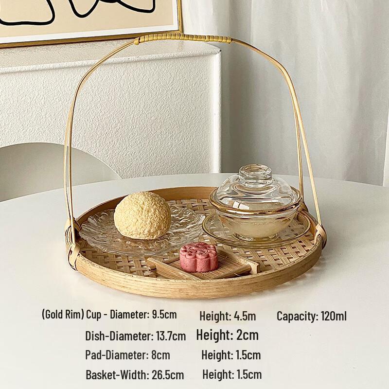 Transparent Glass Bird s Nest Dessert Bowl with Gold Rim