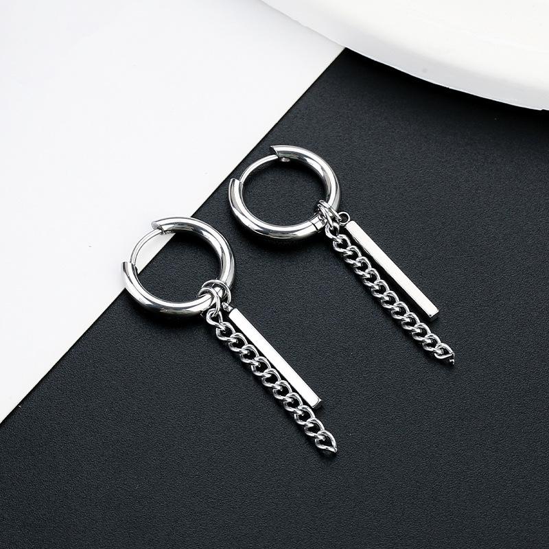 Cercei unisex europeni/americani cu farmece din oțel inoxidabil și pandantiv cerc