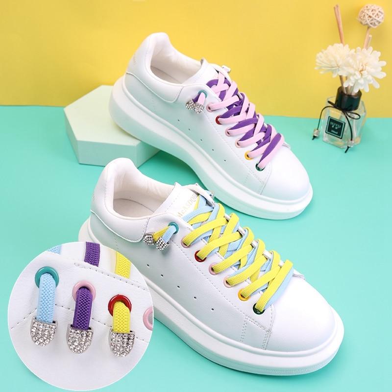4pcs/1set Daisy Push Button Shoelace Buckle Diamond Metal Push Button Shoes Lock Buckle For Flats Shoelace Lock DIY Sneaker Kits