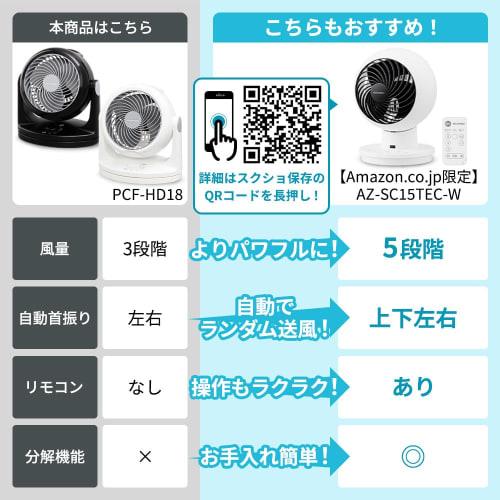 Iris Ohyama Circulator Silent Left and Right Swing 14 Tatami Powerful Air Blower White PCF-HD18-W
