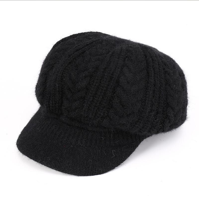 Grandma Autumn and Winter Knitted Woolen Hat Duck Tongue Warm Basin Hat Middle Aged and Elderly Mother with Velvet Elderly Hat