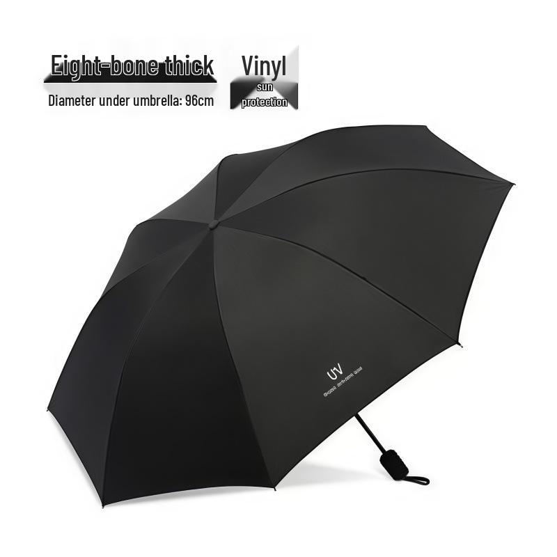 Fully Automatic Dual-Use Folding Umbrella with Logo - Sun & UV Protection, Black Glue Sunshade for Sunny/Rainy Days.