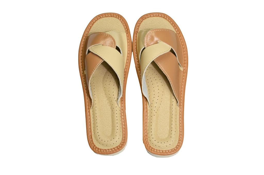 Women's open slippers, women's slippers cappuccino/beige 36
