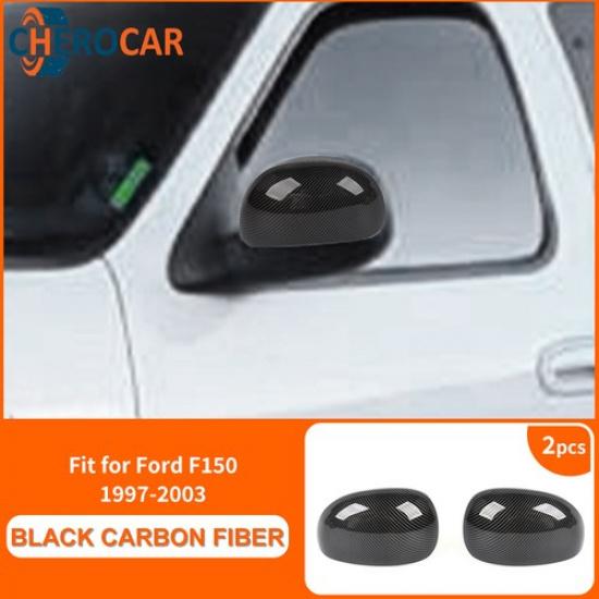 

2x Carbon Fiber Mirror COVERS for Power Mirrors w/o Signal For 1997-03 Ford F150