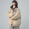 Fake Two-piece Simple Cotton-padded Coat Women's Winter High Street American Retro Hooded Bread Clothes Trendy Couple Cotton Clothes