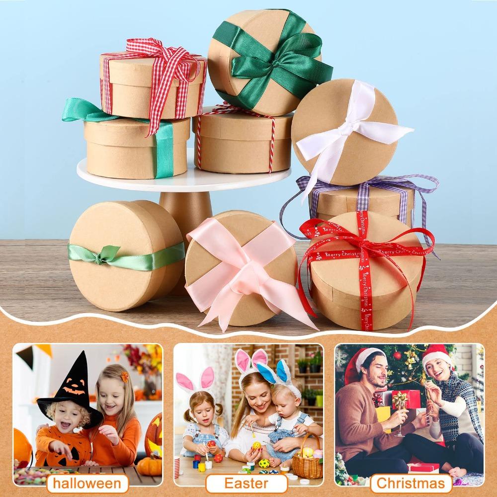 4pcs Round Paper Mache Box Mini Gift Box with Lid Gift Wrap Box Nesting DIY Cardboard Craft Empty Boxes Party Favor Box