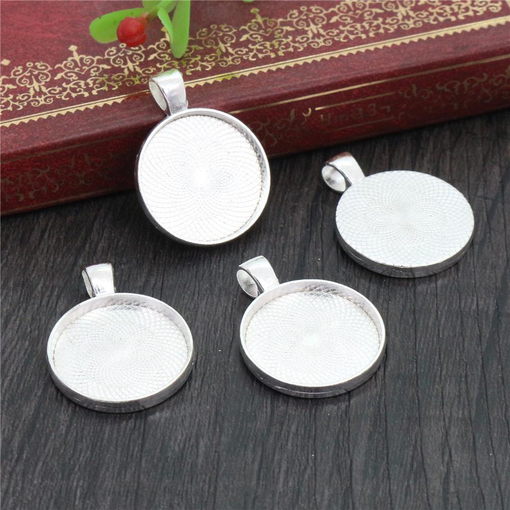 10pcs 20mm Inner Size Classic 5 Colors Plated One Sided Double Hanging Simple Style Cabochon Base Setting Charms Pendant
