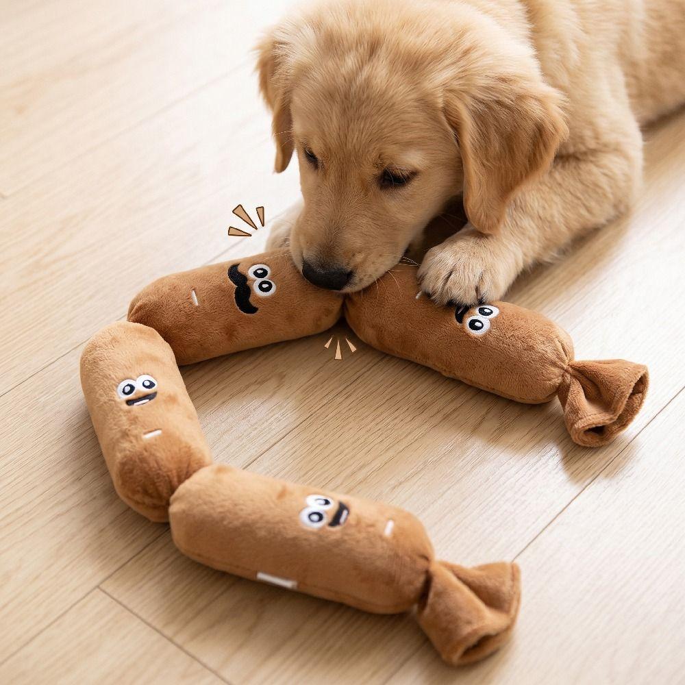 Funny Cartoon Sausage Sound Bite-resistant Wear-resistant Pet Chew Cleaning Tooth Soft Teeth Grinding Indoor Outdoor Use