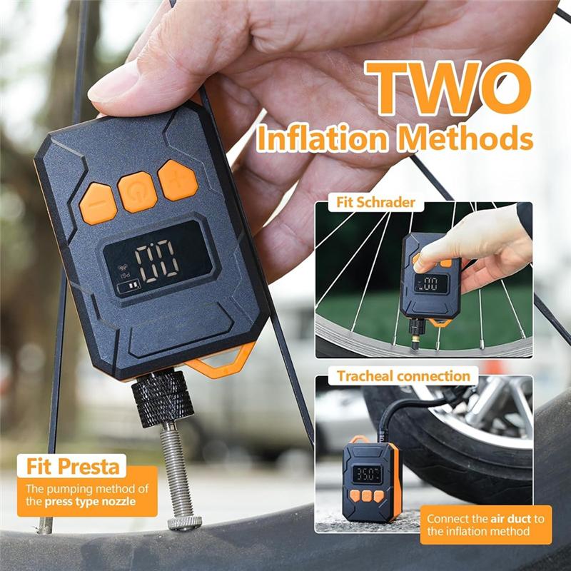 Precise 150PSI Mini Bike Pump With Digital Pressure Gauge, Bicycle Tire Inflator Auto Stop Function Air Pump