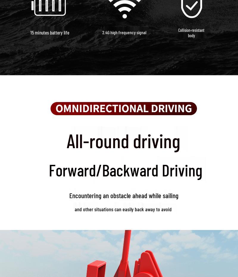 High-Power Dual-Motor Remote Control Tugboat with Extended Battery Life and Lights