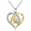 925 Silver Necklace with Gold-Plated Mother and Baby - Zircons, Elegance, Love