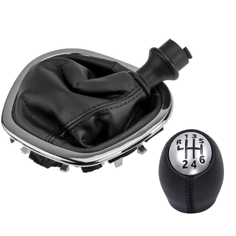 6 Speed Manual Car Gear Shift Knob with Leather Gaiter Boot Cover Frame Interior Replacement Parts for Renault Trafic III Vauxhall Vivaro B