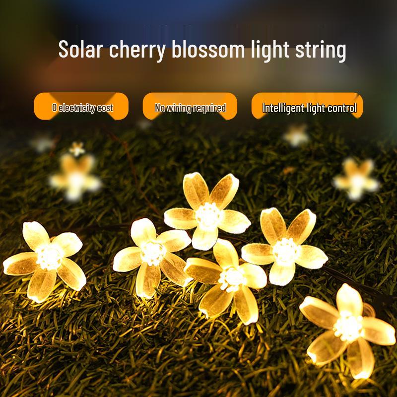 

Outdoor Solar Cherry Blossom String Lights: Waterproof, Super Bright, Flashing Garden & Balcony Decoration 5m 20 Lights Solar разноцветный