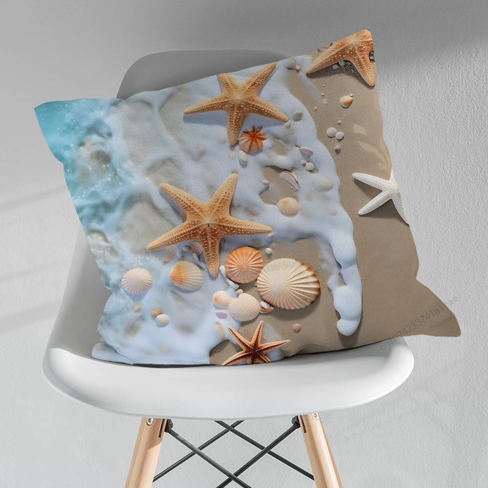 Sunset Beach Shells Starfish Pillow Case For 30x30cm45x45cm55x55cm For Home Bedroom Decoration And Protector