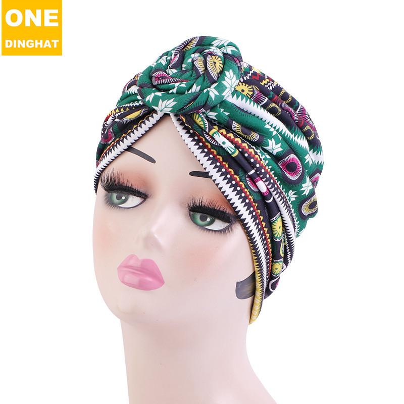 Geknotete Kopftuchmütze im afrikanischen Stil, bedruckte Donut-Kopfmütze im ethnischen Stil Tjm-342