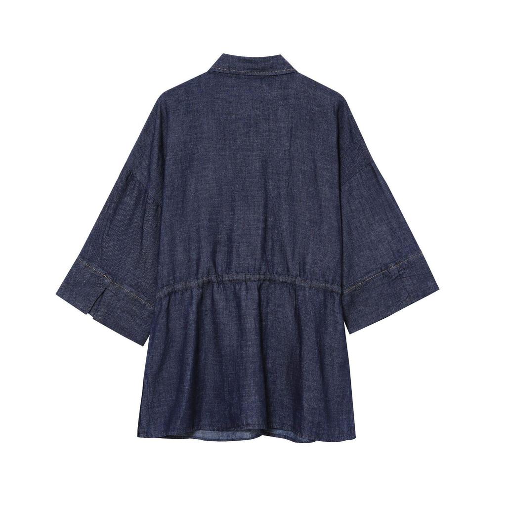 Summer European & American Style Denim Shirt with Decoration & Wide Leg Pants