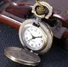 Kleine Ähre geprägtes Bronze Retro Halskette Kleine Quarz Taschenuhr