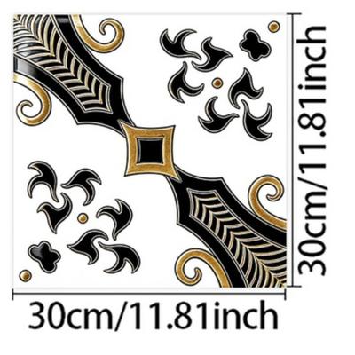 Waterproof PVC Baroque Floral Decals In Black Gold for Wall Floor Sticking 15 Cm by 15 Cm 30 Cm by 30 Cm 10 Units Total