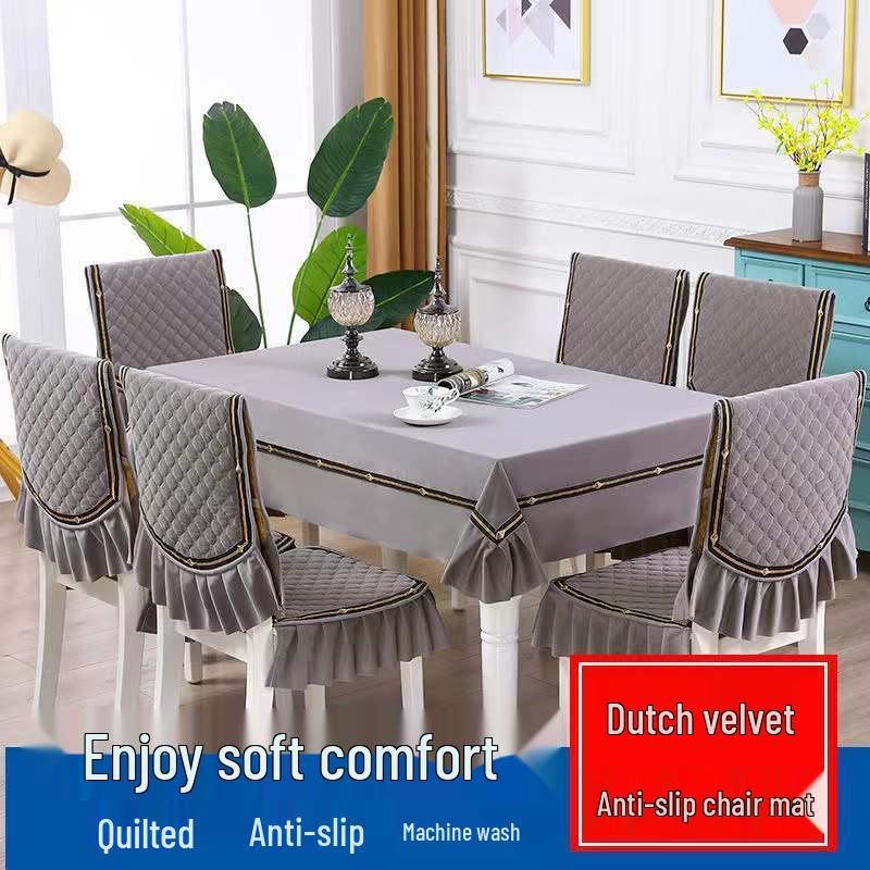 Luxuriöses Esszimmer-Set mit Tischdecke & Stuhlbezügen - Modernes integriertes Design, Verdickte Polster, Maßgeschneiderte Passform