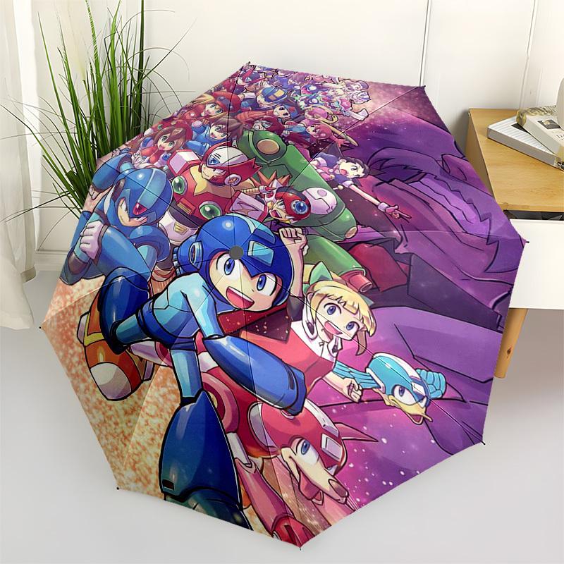 

1pc Mega Man Characters Auto-Folding Umbrella, Portable 3-Fold Design with 8-Bone Iron Frame, Outdoor for Fans, Travelers, Daily Use, Gift Idea.Y075
