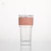A59 Striped Heat-Resistant Glass Cup with Lid and Straw