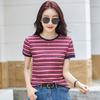 Summer Color-blocking Striped Short-sleeved T-shirt, Summer Dopamine Loose Slimming Plus-size Cover-up Top