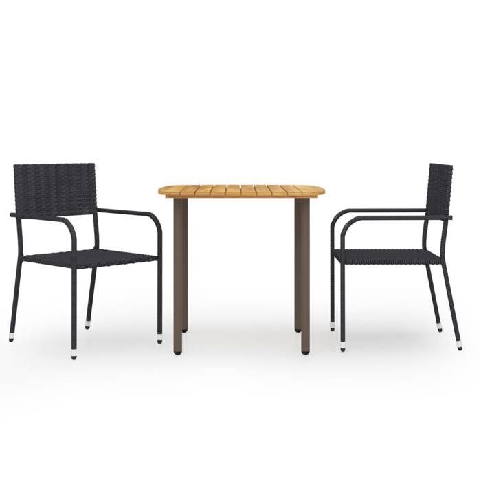 VidaXL Ensemble de Salle à Manger de Jardin 3 pcs Table et Chaises de Repas de Patio Mobilier à Dîner de Terrasse Extérieur 3072487