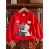 Kids Sweatshirt Print Sweatshirt - Long Sleeve Round Neck  with White & Grey Hug Design, Soft Warm Fall Winter Casual  Easy-Care